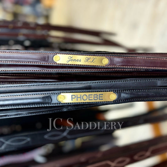 Raised Leather Belt with Custom Engraved Nameplate