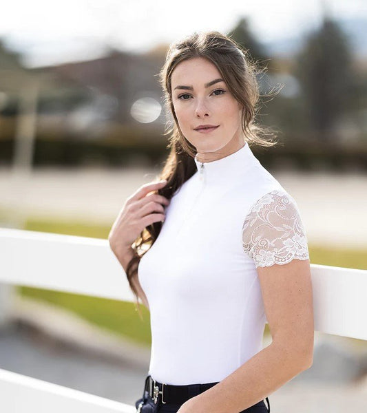 Kastel Galloon Lace Short Sleeve 1/4 Zip Shirt