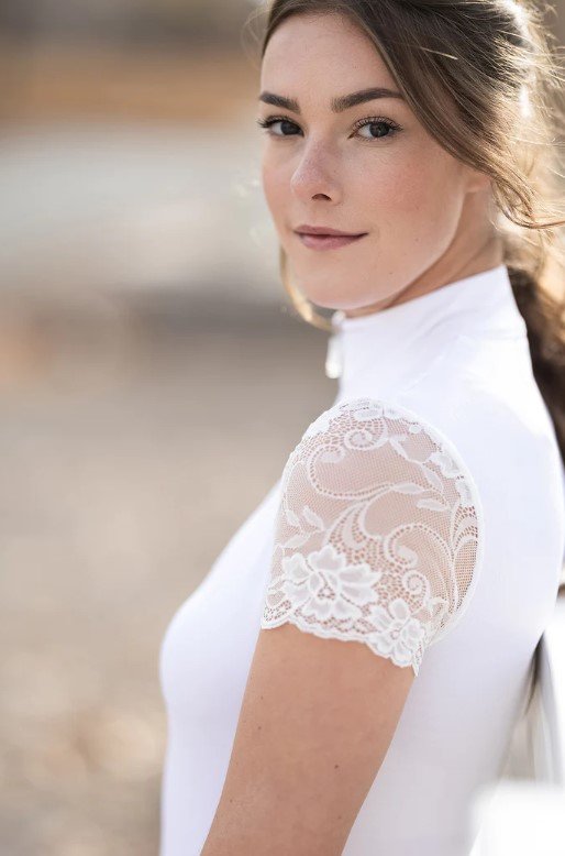 Kastel Galloon Lace Short Sleeve 1/4 Zip Shirt