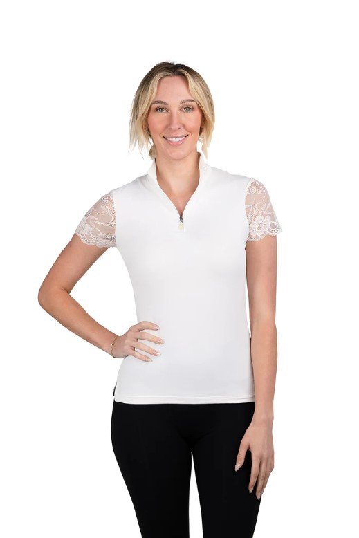 Kastel Galloon Lace Short Sleeve 1/4 Zip Shirt