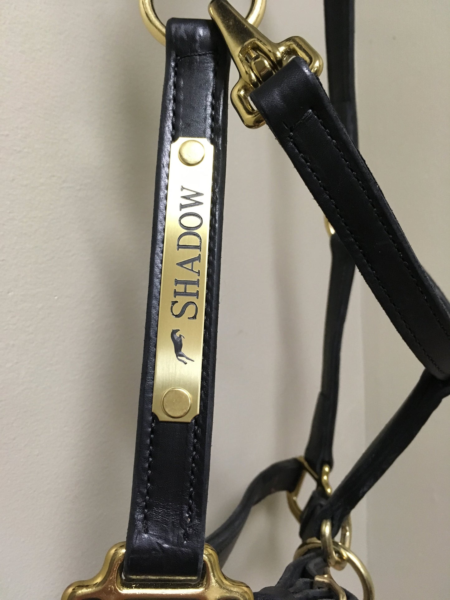 Traditional Leather Halter with Engraved Plate