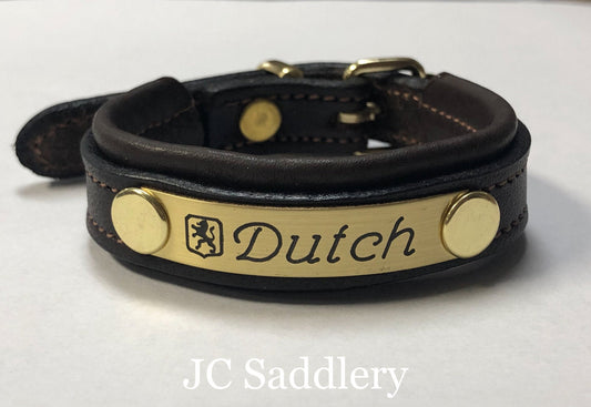 Padded Equestrian Leather Bracelet with Custom Engraved Nameplate