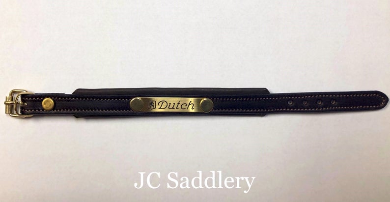 Padded Equestrian Leather Bracelet with Custom Engraved Nameplate