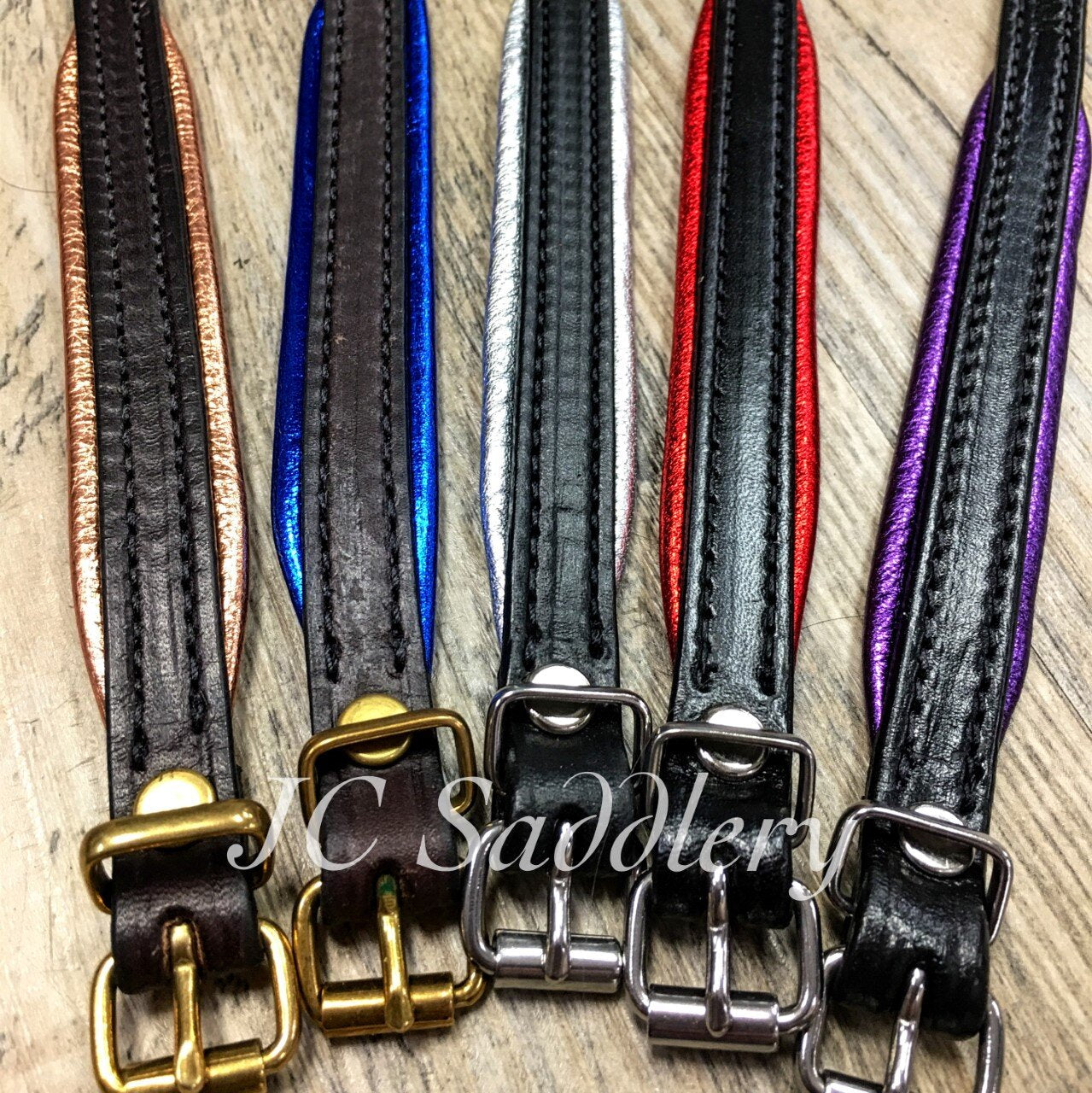 Metallic Padded Leather Bracelet with Custom Engraved Nameplate