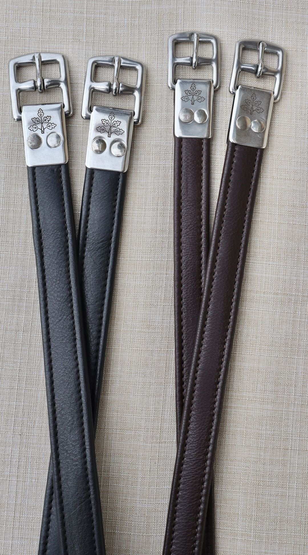 Black Oak Riveted Calf Lined Stirrup Leathers