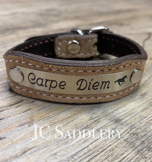 Suede Bracelet with Custom Engraved Nameplate
