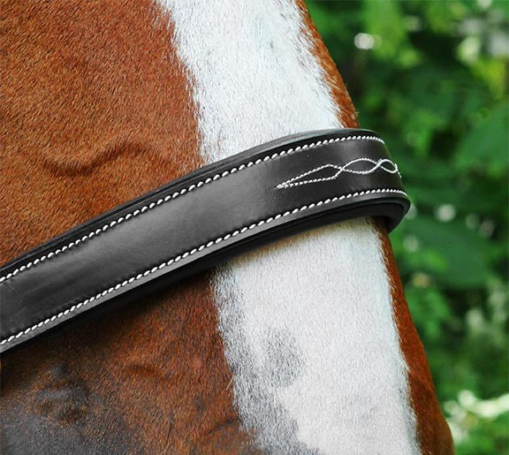Fancy Stitched Padded Leather Halter with Custom Engraved Nameplate