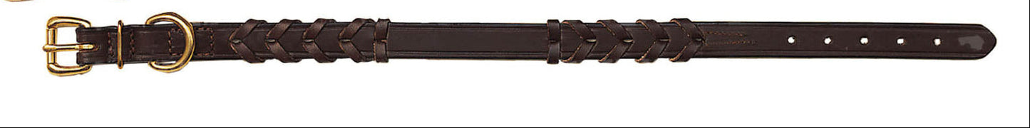 Laced Leather Dog Collar with Custom Engraved plate