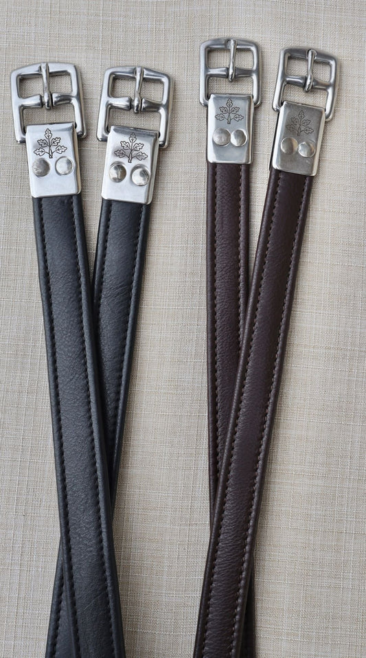 Black Oak Riveted Calf Lined Stirrup Leathers